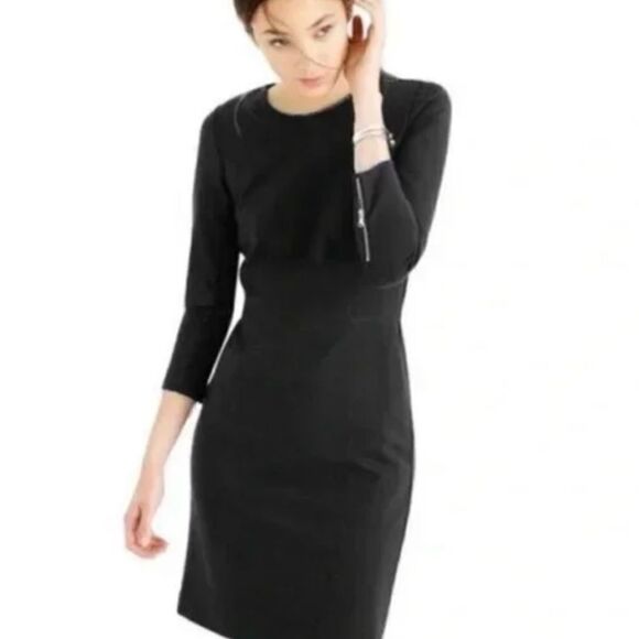 J.Crew Structured Knit Zip Knee Length Dress - Picture 1 of 7